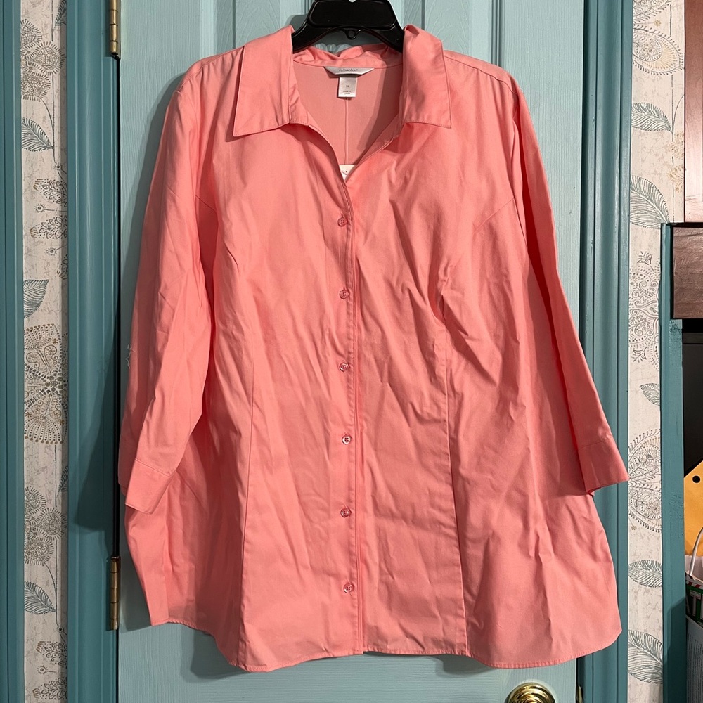 3/4 Length Sleeve Button Up Blouse 306